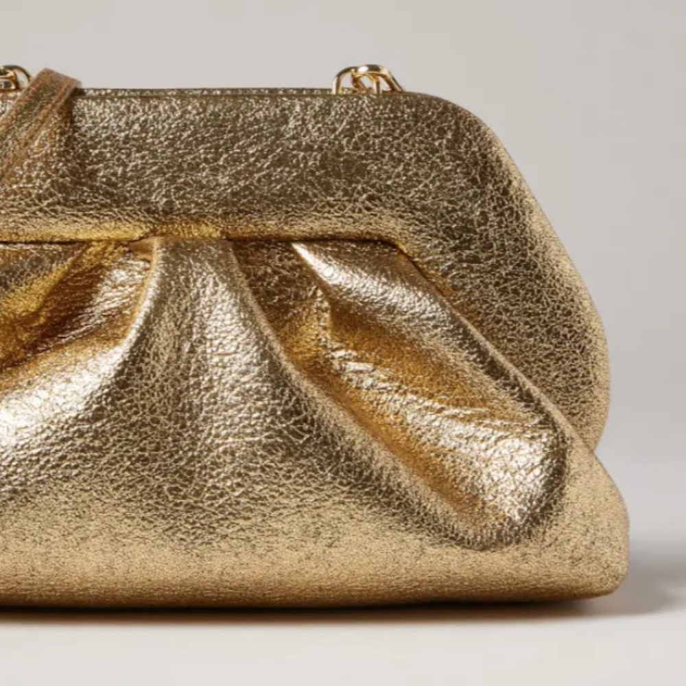 Themoire Tia Pinatex‎ Fabric Clutch Handbags Size One Gold